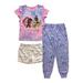 Disney Pajamas | Disney Girl's Princess 3- Piece Short & Pant Jersey Pajama Set - Disney Princess | Color: Pink/Purple | Size: 6