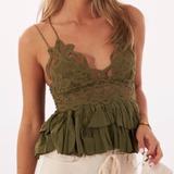 Free People Tops | (A2) Free People Adella Cami, Size Large, Nwt | Color: Green | Size: L