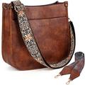 CAITINA Crossbody Bag Women Vegan Leather Hobo Handbag Designer Crossbody Purses Bucket Bag For Women with 2 Adjustable Strap, A2-dark Brown