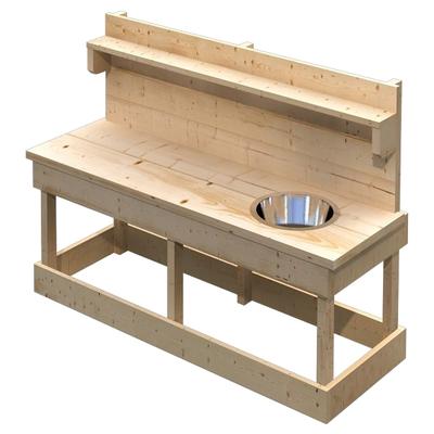 Outdoor-Spielküche KONIFERA "Joni", beige (natur), Spielküchen, KinderB:119,5cm H:86cm T:44cm, Holz, Edelstahl, BxT: 119x44 cm, inkl. Topfset, B:119,5cm H:86cm T:44cm