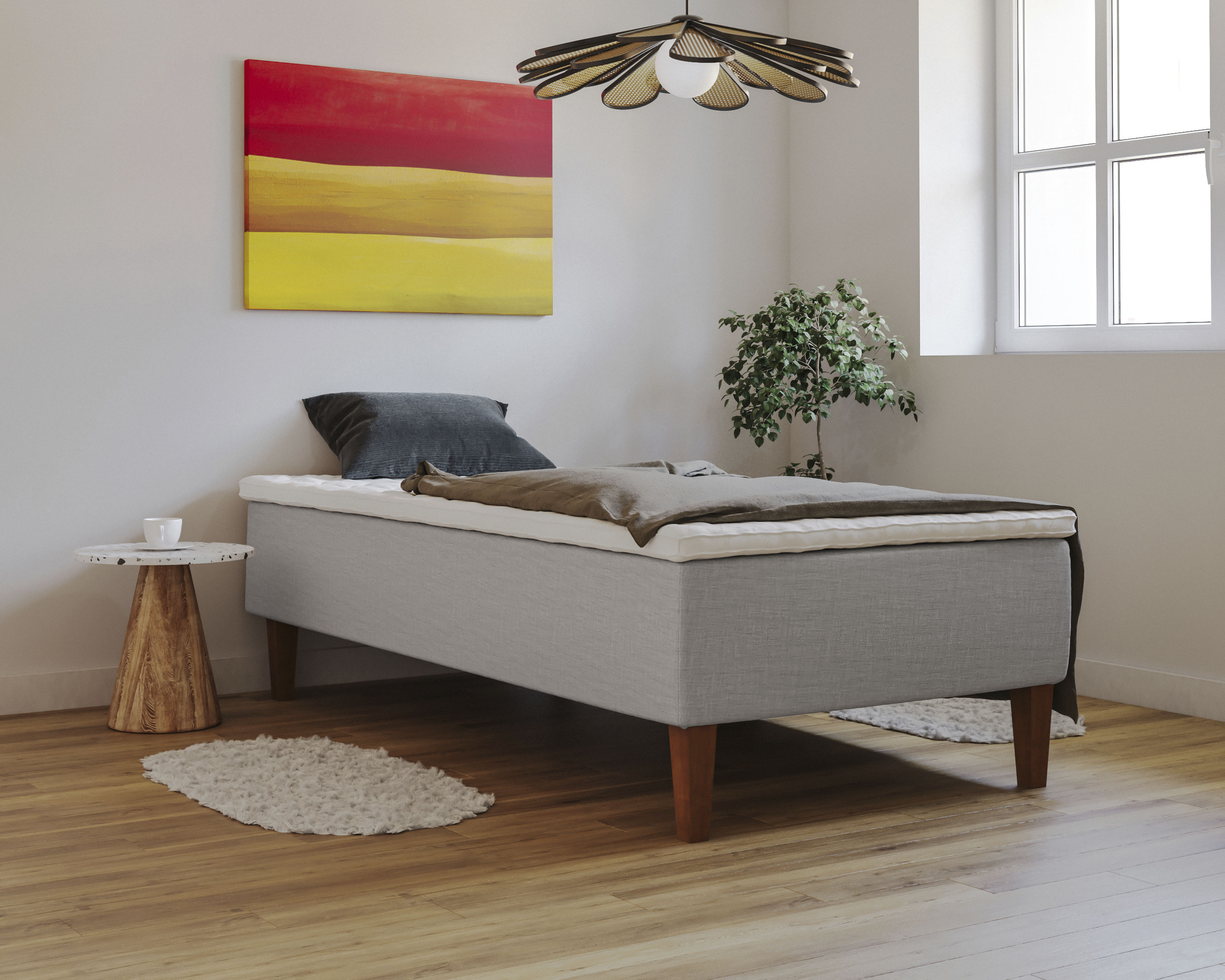 Boxspringbett HOME AFFAIRE "Osterberg", grau (light gray), B:71cm L:201cm, 100% Polyester, Komplettbetten, Boxspringbett, mit Taschen-Federkernunterbox Image