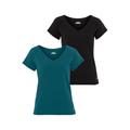 Funktionsshirt FAYN SPORTS "Double Pack Essential" Gr. 48, grün (schwarz, petrol) Damen Shirts Funktionsshirts