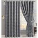 Prime Linens Curtains for Living Room Ring Top/Eyelet 3D Wave Jacquard Curtains Fully Lined Modern Panels for bedroom windows (Silver Wave, W 90'' x L 90'')
