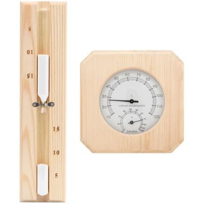 2-in-1 Sauna-Hygrothermograph und Sanduhr Set Massivholz Kiefer Vidaxl