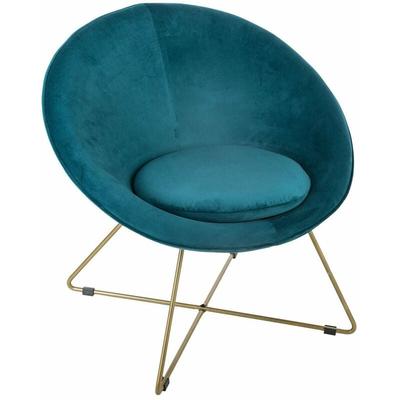 Atmosphera - Sessel, Velours, Marineblau, Metallfüße, goldfarben, ausgefallenes Möbelstück