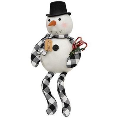 Alexander Buffalo Check Snowman - Black-White - 22" high by 7" wide by 7" deep