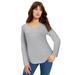 Plus Size Women's Long-Sleeve V-Neck One + Only Tee by June+Vie in Heather Grey (Size 18/20)