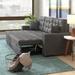 Black Reclining Sectional - Ebern Designs Caffin 88" Wide Reversible Sleeper Sofa & Chaise Linen | 33 H x 88 W x 57 D in | Wayfair
