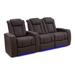 Valencia Theater Seating 92.25" Wide Genuine Leather Home Theater Seating w/ Cup Holder Genuine Leather in Brown | Wayfair