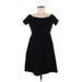 Old Navy Casual Dress - A-Line Boatneck Short sleeves: Black Print Dresses - Women's Size Medium