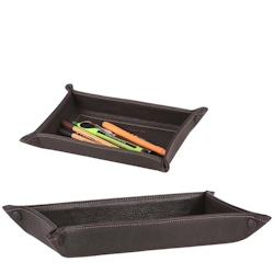 Sonnenleder Ablageschale Leder 27x16cm Taschenleerer Schale Lederschale Stiftschale mocca braun Vide Poche Querformat Image