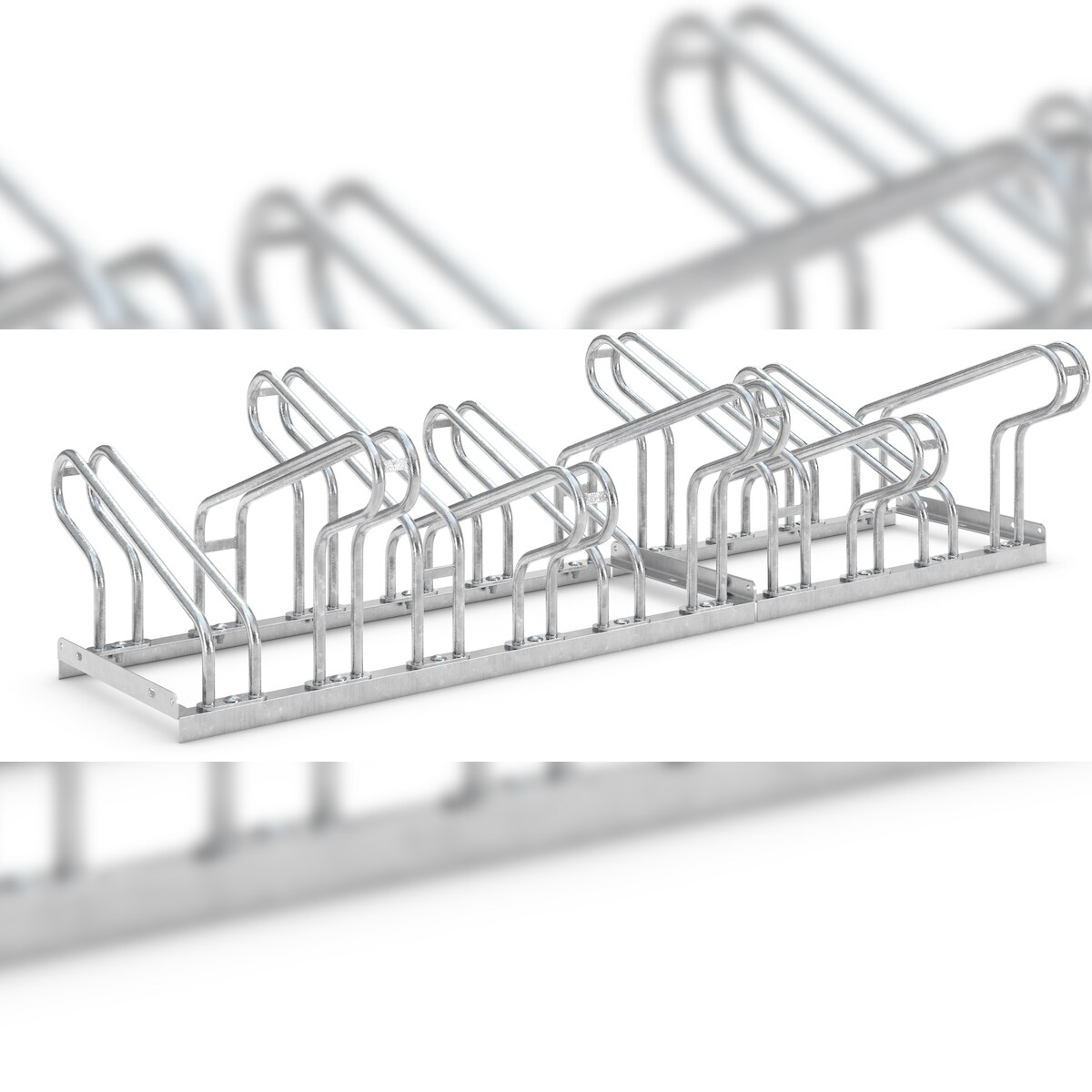 Bügelparker 2160 beidseitig | Fahrradständer für 10 Fahrräder | Abwechselnde Hoch-/Tiefeinstellung | Fahrradparker Bodenparker Mehrfachständer Image