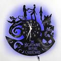 inthetime Wall Clock Jack and Sally Skellington,LED Clocks 12” The Nightmare Before Christmas 7 Color Retro Wall Clock, for Kids Wall Clock Handmade Decor