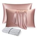 DISANGNI 100% Natural Mulberry Silk Pillow case for Hair and Skin with Hidden Zipper 22 Momme Both Sides Real Silk Pillow Case (2pc 51x66cm, Pink)