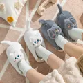 Comwarm-Pantoufles de chat mignonnes pour femmes et hommes pantoufles à fourrure pour la maison