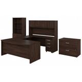 Bush Business Furniture Studio C 72W x 36D U Shaped Desk with Hutch, Bookcase and File Cabinets in Black Walnut - Bush Furniture STC001BWSU