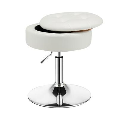 Costway Adjustable 360° Swivel Storage Vanity Stool with Removable Tray-White