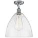 Bristol Glass 12" Semi-Flush Mount - Polished Chrome - Seedy Shade