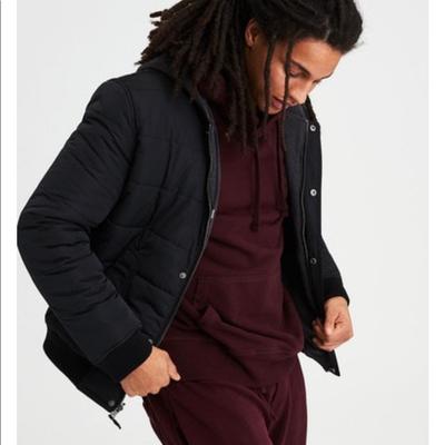 American Eagle Outfitters Jackets & Coats | Ae Mens Hooded Reversible Puffer Bomber Jacket Xl | Color: Black/Gray | Size: Xl