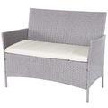 Mendler Poly-Rattan Gartenbank Halden, Sitzbank Bank ~ grau, Kissen creme