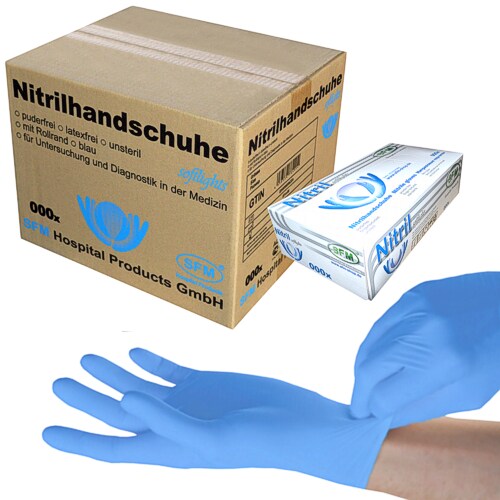 SFM ® SOFTLIGHTS : L Nitrilhandschuhe puderfrei F-tex blau (1000) Image