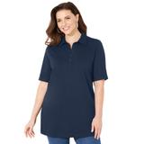 Plus Size Women's Short Sleeve Polo by Catherines in Navy (Size 5X)