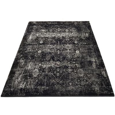Teppich OCI DIE TEPPICHMARKE "Magic", schwarz (schwarz, grau), B:200cm H:8mm L:290cm, Kunstfaser, Viskose, Teppiche, Fransenteppich, Glanz Viskose, mit Fransen, Wohnzimmer Image