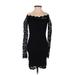 Jump Apparel Cocktail Dress - Mini Open Neckline Long sleeves: Black Solid Dresses - Women's Size 2X-Small