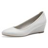 Pumps TAMARIS, Damen, Gr. 41 (7/7,5), weiß, Leder, elegant, Schuhe, Keilabsatz, Halbschuh, Schlupfschuh mit komfortablem Elastikeinfass