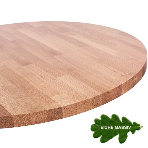 pemora Tischplatte Gastronomie Eiche massiv Ø 60 cm – 26 mm stark
