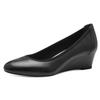 Pumps TAMARIS, Damen, Gr. 35 (2,5/3), schwarz, Leder, unifarben, elegant, Schuhe, Keilabsatz, Halbschuh, Schlupfschuh mit komfortablem Elastikeinfass