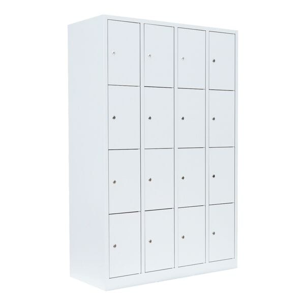 Lüllmann Schließfachschrank - 4 Abteile - 16 Fächer weiß