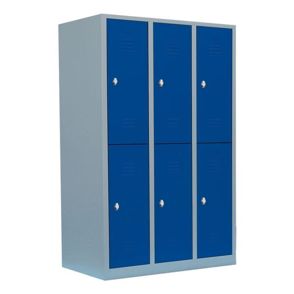 Lüllmann Garderobenschrank - 3 Abteile - 6 Schließfächer grau