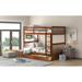 Mission Style Walnut Twin-over-Twin Wood Bunk Bed with 2 Storage Drawers and Ladder, Guardairls for Bedroom, Guest Room, Dorm