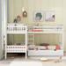 Gray L-Shaped Wood Twin over Twin Bunk Bed with Storage Drawers, Total 4 Twin Beds