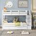 White Stairway Functional Twin-Over-Twin Wood Bunk Bed with 1 Twin Trundle, 3 Open Compartments and 1 Mini-Door Storage Space