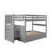 Gray Separable Full over Full Wood Bunk Bed with Twin Trundle and 4 Drawers, 98.5''L*56.5''W*63''H, 283LBS