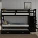 Solid Wood Bunk Bed with 4 Drawers, Hardwood Twin Over Twin Bunk Bed with Trundle and Staircase, Natural Espresso Finish