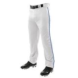 Martin Sports ADULT Baseball / Softball Belt Loop Pants WHITE with Color Piping