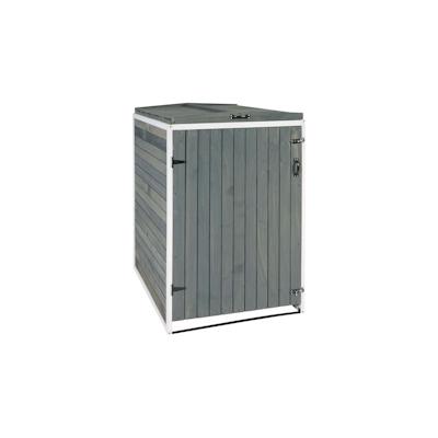 Mendler XL 1er-/2er-Mülltonnenverkleidung HWC-H74, Mülltonnenbox, erweiterbar 126x80x98cm Holz MVG ~ grau-weiß Image