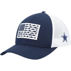 Men's Columbia Navy/White Dallas Cowboys Mesh Fish Flag Flex Hat