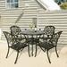 W WARMHOL 5-Piece Outdoor Patio Dining Set All-Weather Cast Aluminum Patio Furniture Set for Backyard Garden Deck with 4 Chairs and 35.4â€� Round Table 2.2 Umbrella Hole