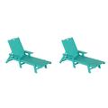 WestinTrends Malibu Outdoor Lounge Chairs Set of 2 All Weather Poly Lumber Patio Chaise Lounge Pool Chairs with 5 Positions Backrest Turquoise