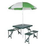 Stansport Picnic Table and Umbrella Combo - Green - Heavy Duty Plastic - Square - G-915