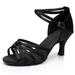 Female s Ballroom Latin Dance Shoes Pin Buckle Breathable Satin Sandals for ChaCha Rumba Practicing 35 Gold