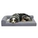 FurHaven Pet Products | Paw-Quilted Deluxe L-Chaise Full Support Solid Orthopedic Sofa Pet Bed for Dogs & Cats - Titanium Large