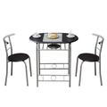 Gplesas Table Set Industrial Style Dinette Suits 3 Pieces Rectangular Breakfast Tables 2 Chairs Farmhouse Modern Metal Legs Space Saving With Wood Top Black