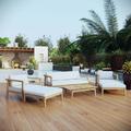 Modway Bayport 6 Piece Outdoor Patio Teak Set in Natural White