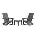 WestinTrends Ashore 3 Piece Patio Rocking Chair Set All Weather Poly Lumber Adirondack Rocker Bistro Set Porch Patio Chairs Set of 2 with Large Side Table Gray