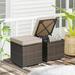 Gymax 2PCS Outdoor Patio Ottomans Hand-Woven PE Wicker Footstools w/ Removable Cushions Beige